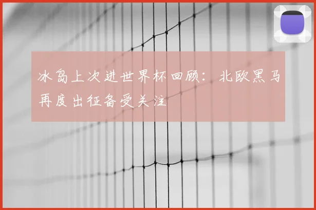 冰岛上次进世界杯回顾:北欧黑马再度出征备受关注